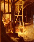 Sir George Clausen The Barn Door painting